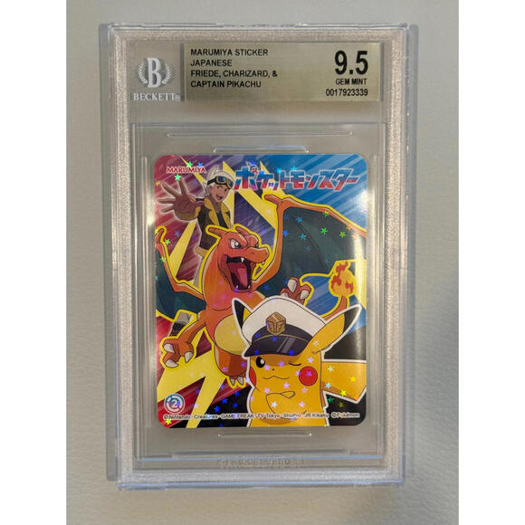 Friede Charizard & Captain Pikachu Marumiya Sticker Holo (Japanese) BGS 9.5